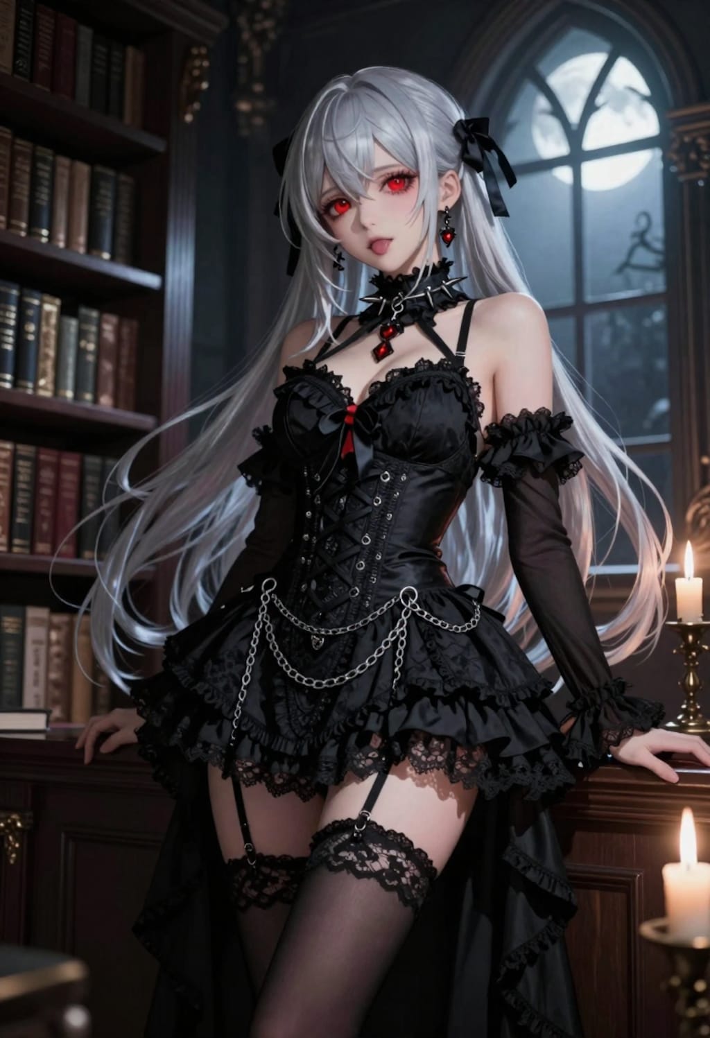 銀髪メイドの夜の囁き