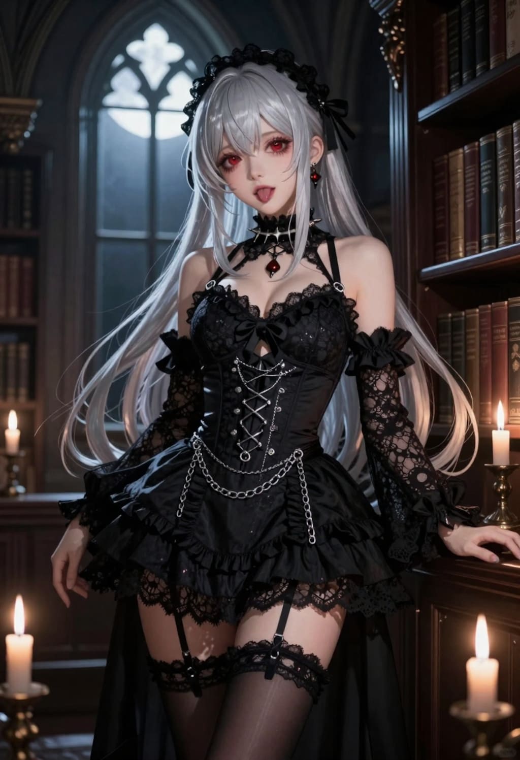 銀髪メイドの夜の囁き