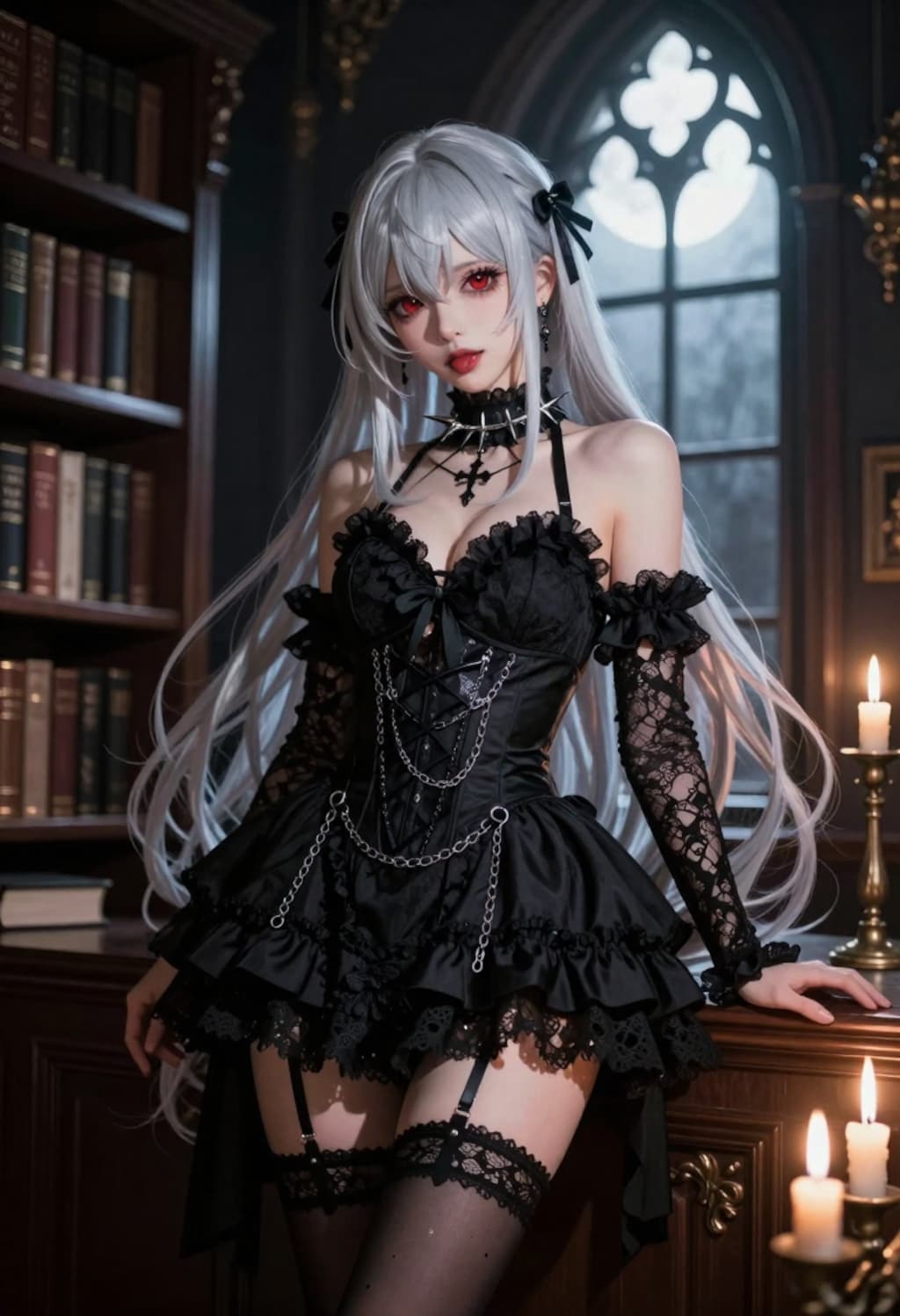 銀髪メイドの夜の囁き