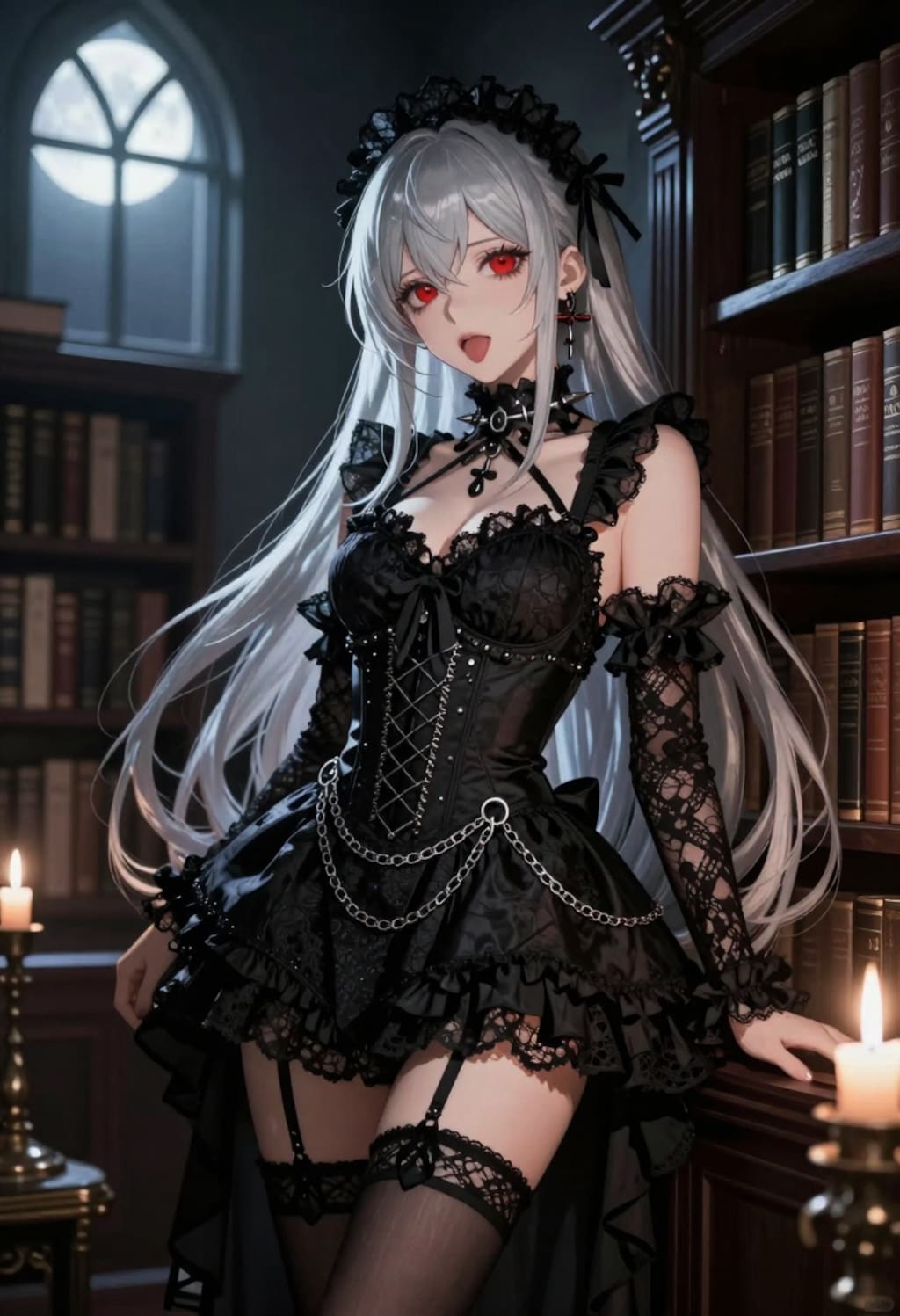 銀髪メイドの夜の囁き