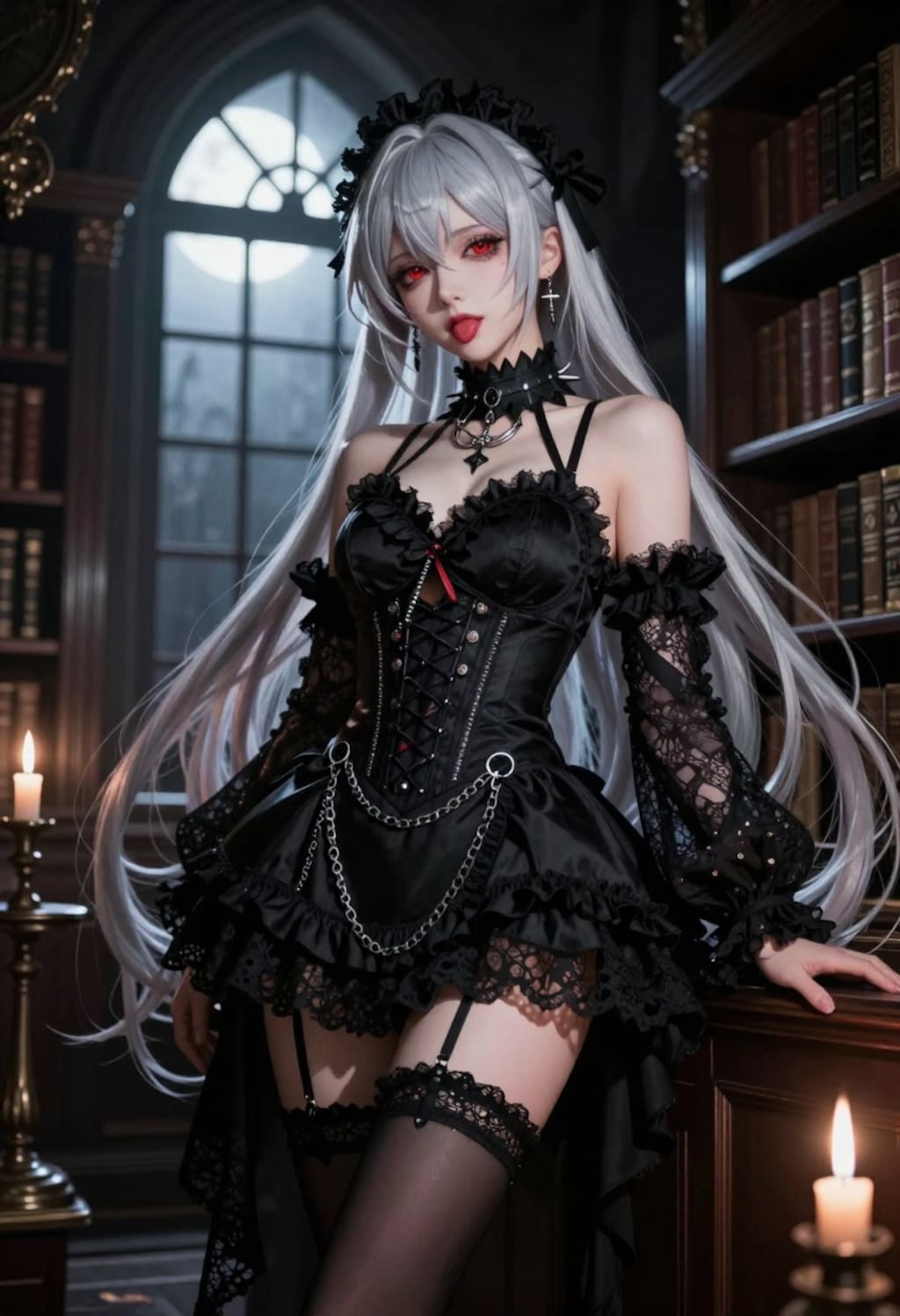 銀髪メイドの夜の囁き