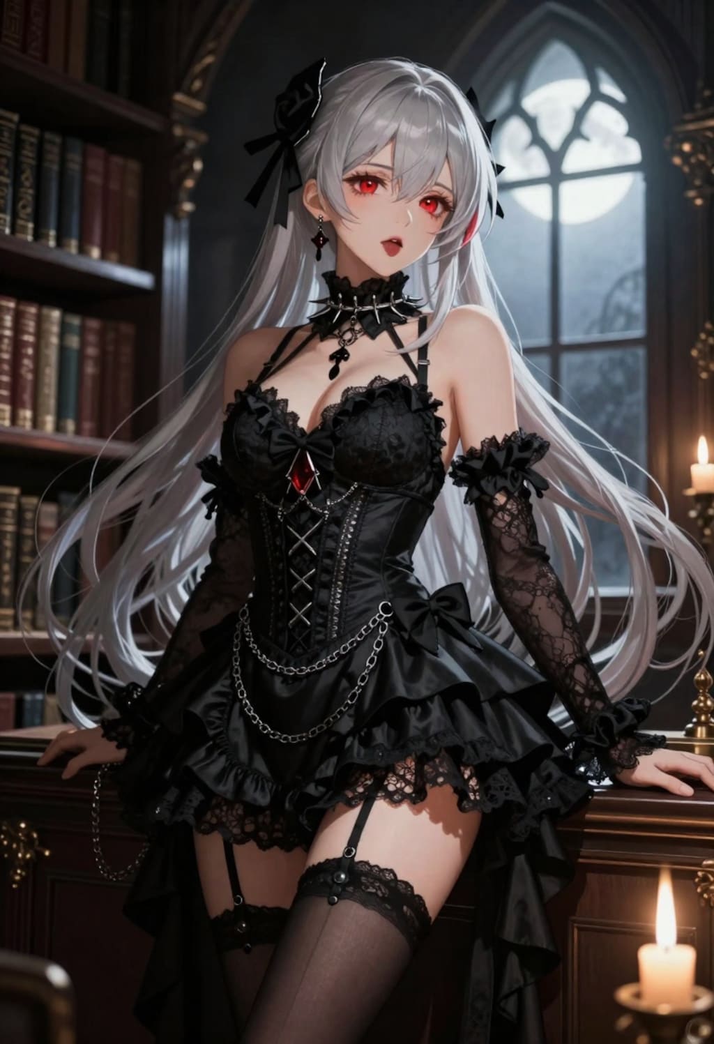 銀髪メイドの夜の囁き