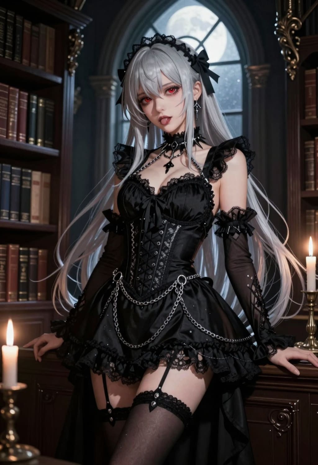 銀髪メイドの夜の囁き