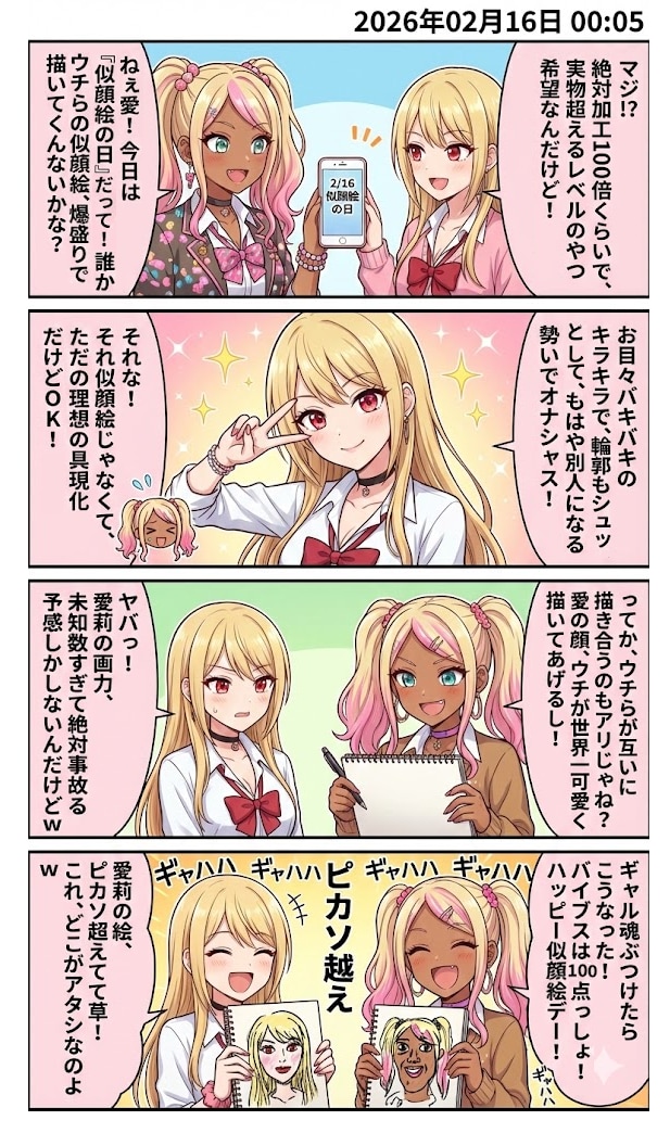 今日は『似顔絵の日』　毎日漫画0時 | の人気AIイラスト・グラビア