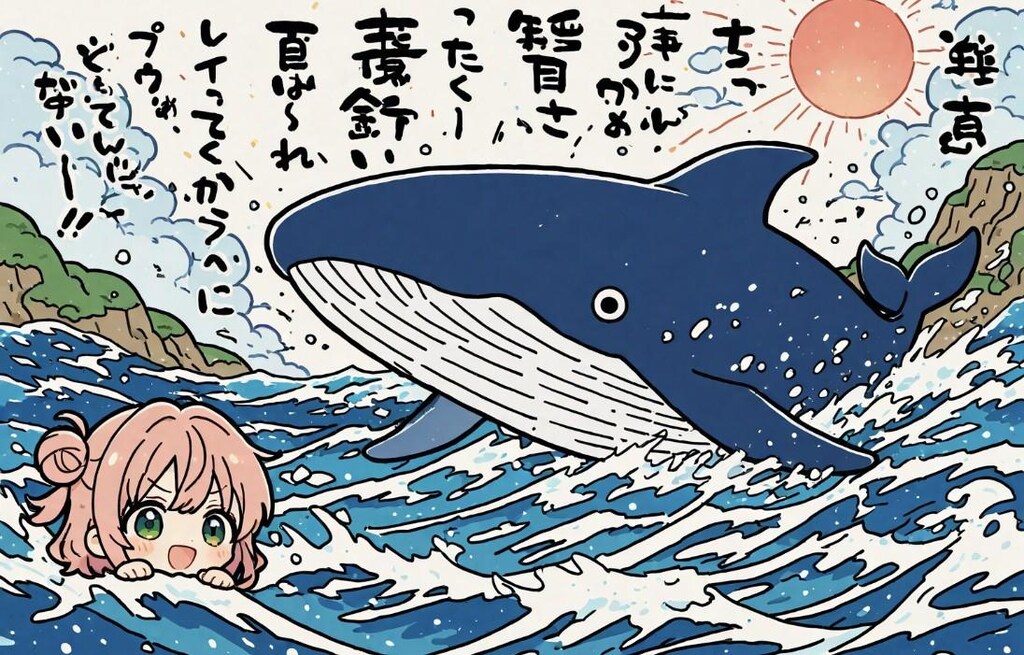 クジラの絵を出そうとすると、そっと女性も添えてくれるDIRTさん