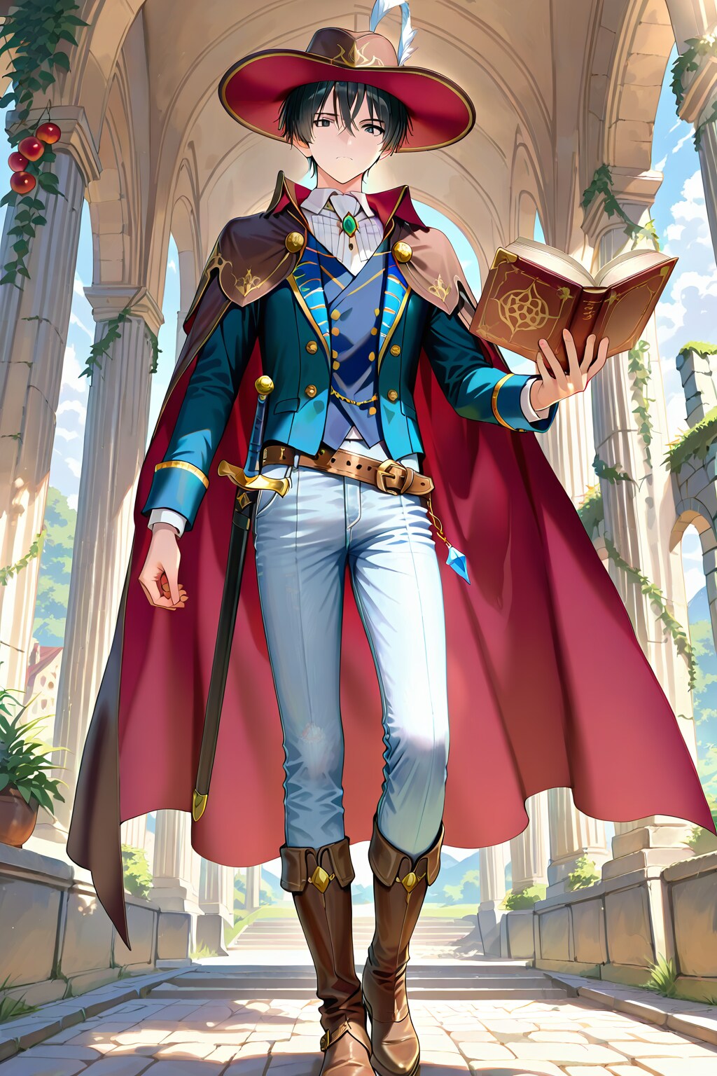 ファンタジー遺跡地下、アニメ風青年男性魔術士1-2-2-2-1 | の人気AIイラスト・グラビア