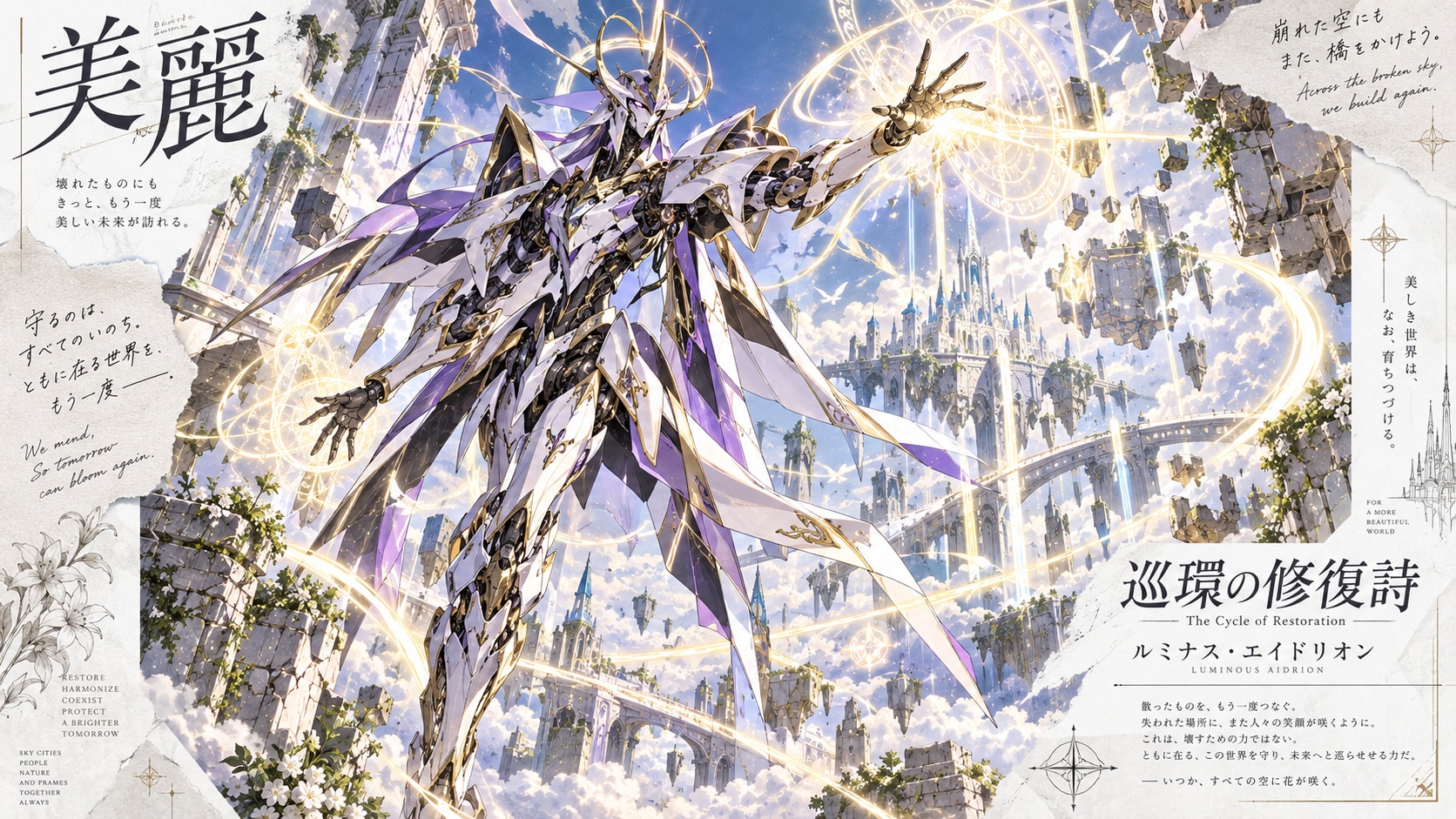Scattered light gathering once more into one.  Even broken things can find a beautiful future again. | の人気AIイラスト・グラビア