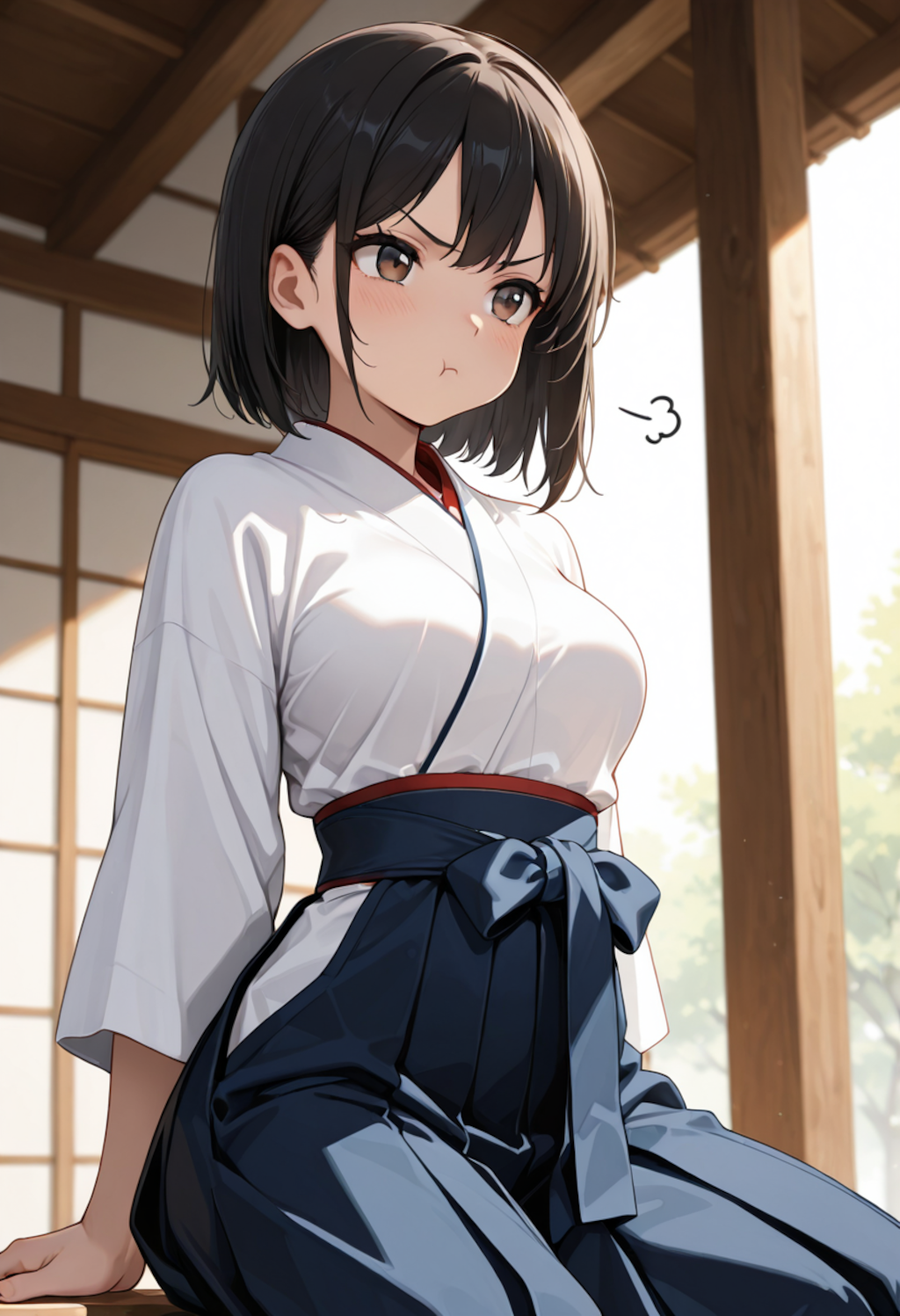 むすっとした巫女さん