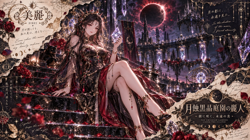 The Obsidian Garden Under the Eclipse  Even when the moon is veiled, my beauty endures.  Beneath an
