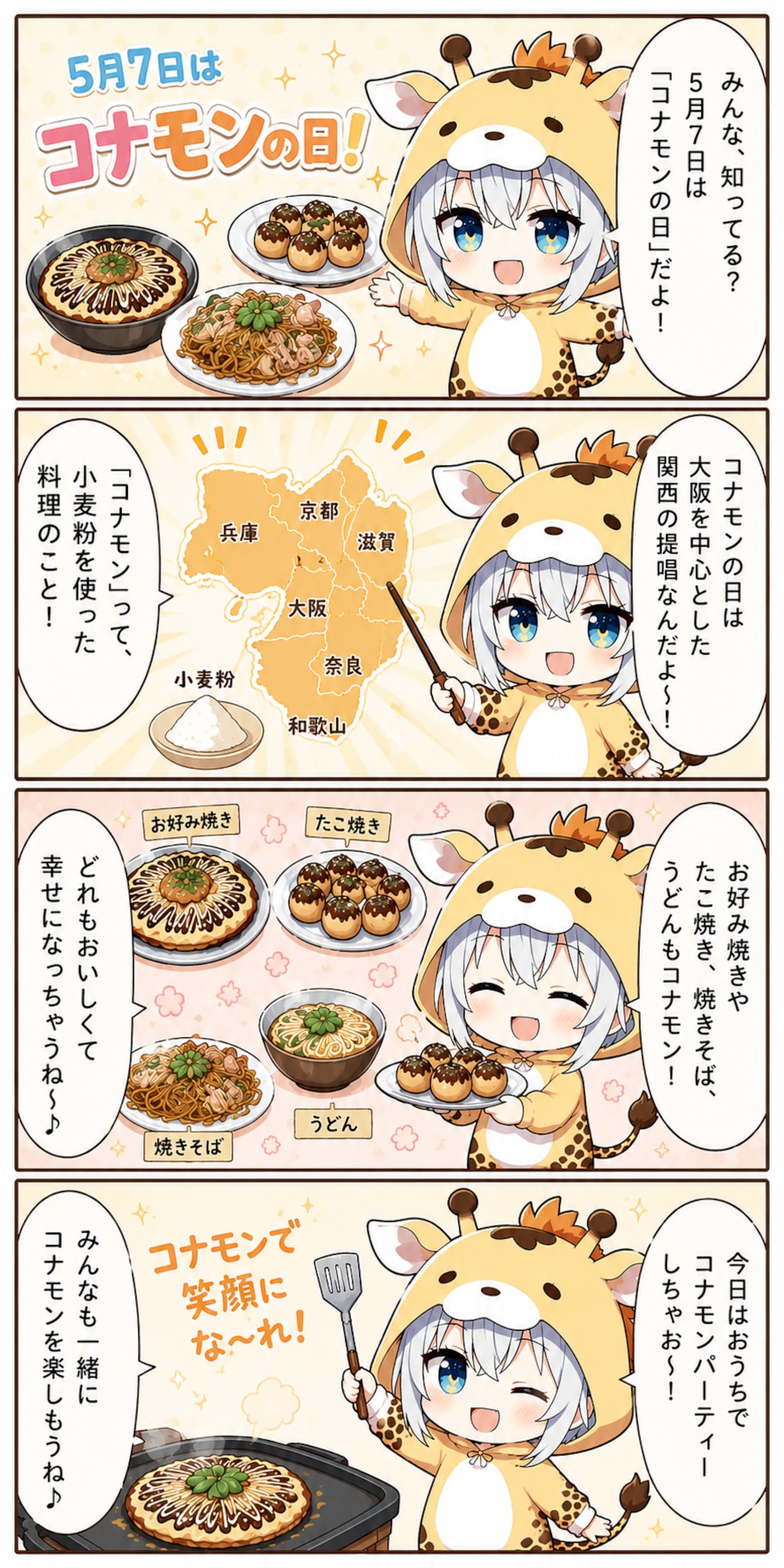 コナモンの日のキリン着ぐるみちび子ちゃん
