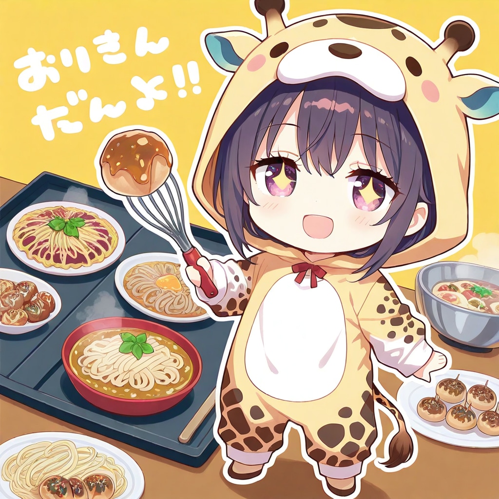 コナモンの日のキリン着ぐるみちび子ちゃん