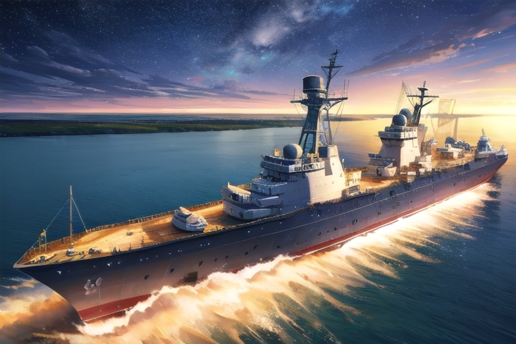 軍艦と星空