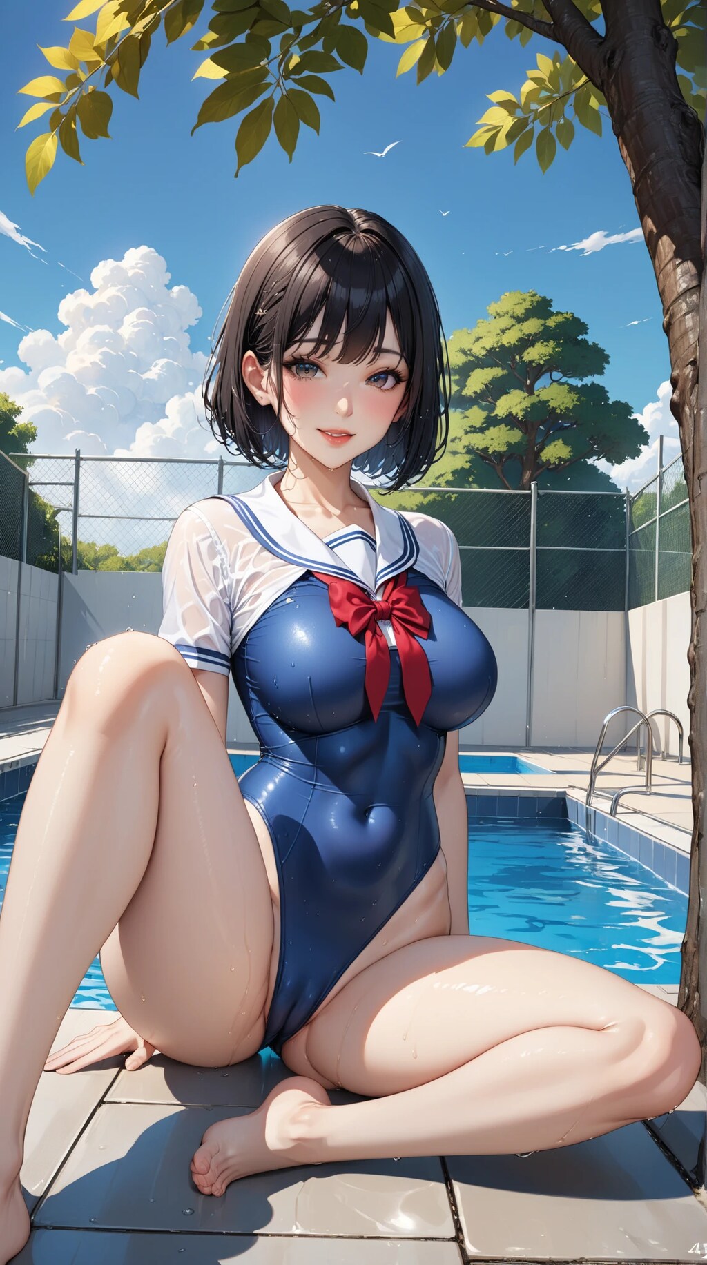 グラビアアイドル　セーラースク水撮影バージョン。