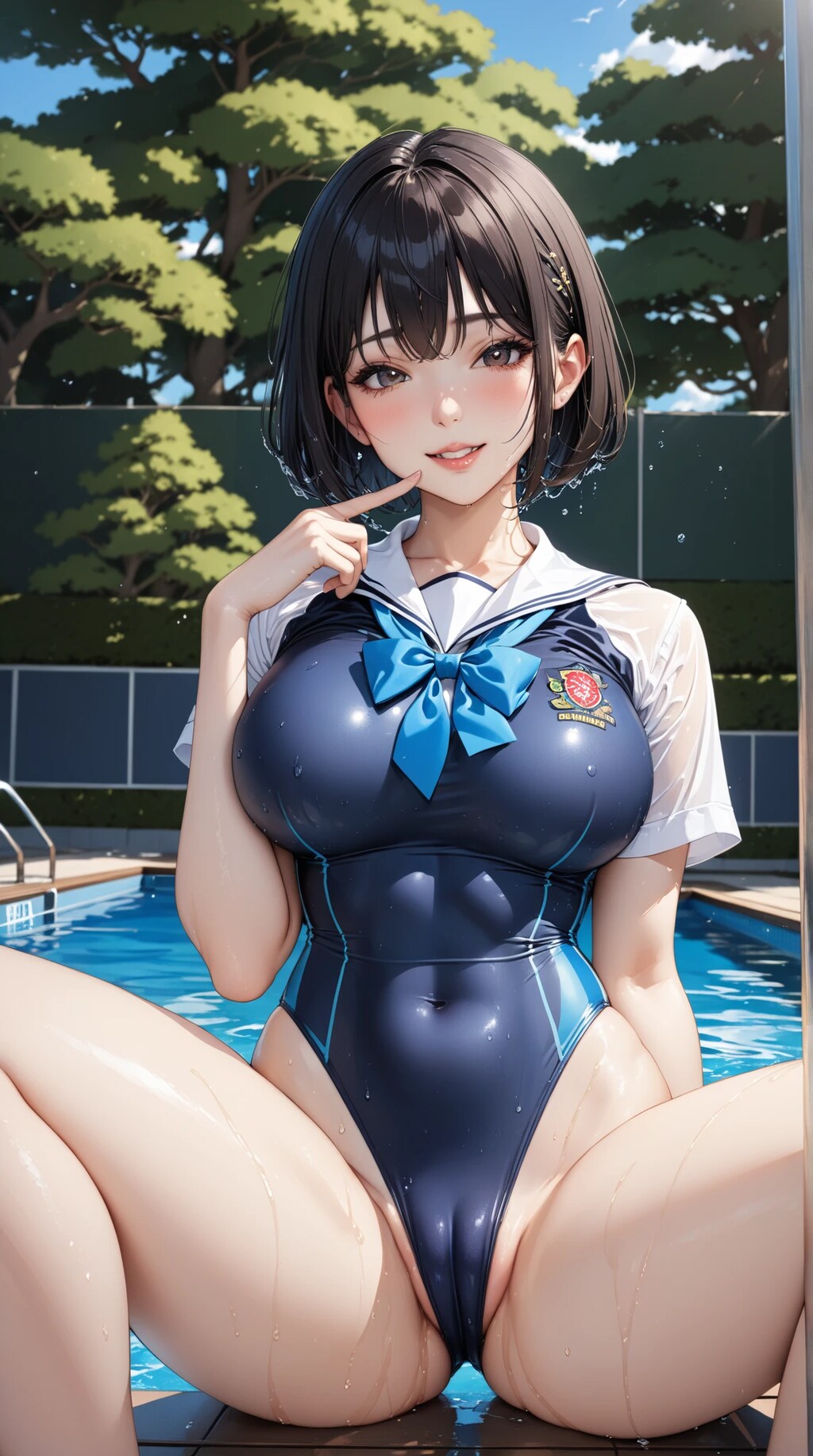 グラビアアイドル　セーラースク水撮影バージョン。