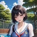 グラビアアイドル　セーラースク水撮影バージョン。 4枚目