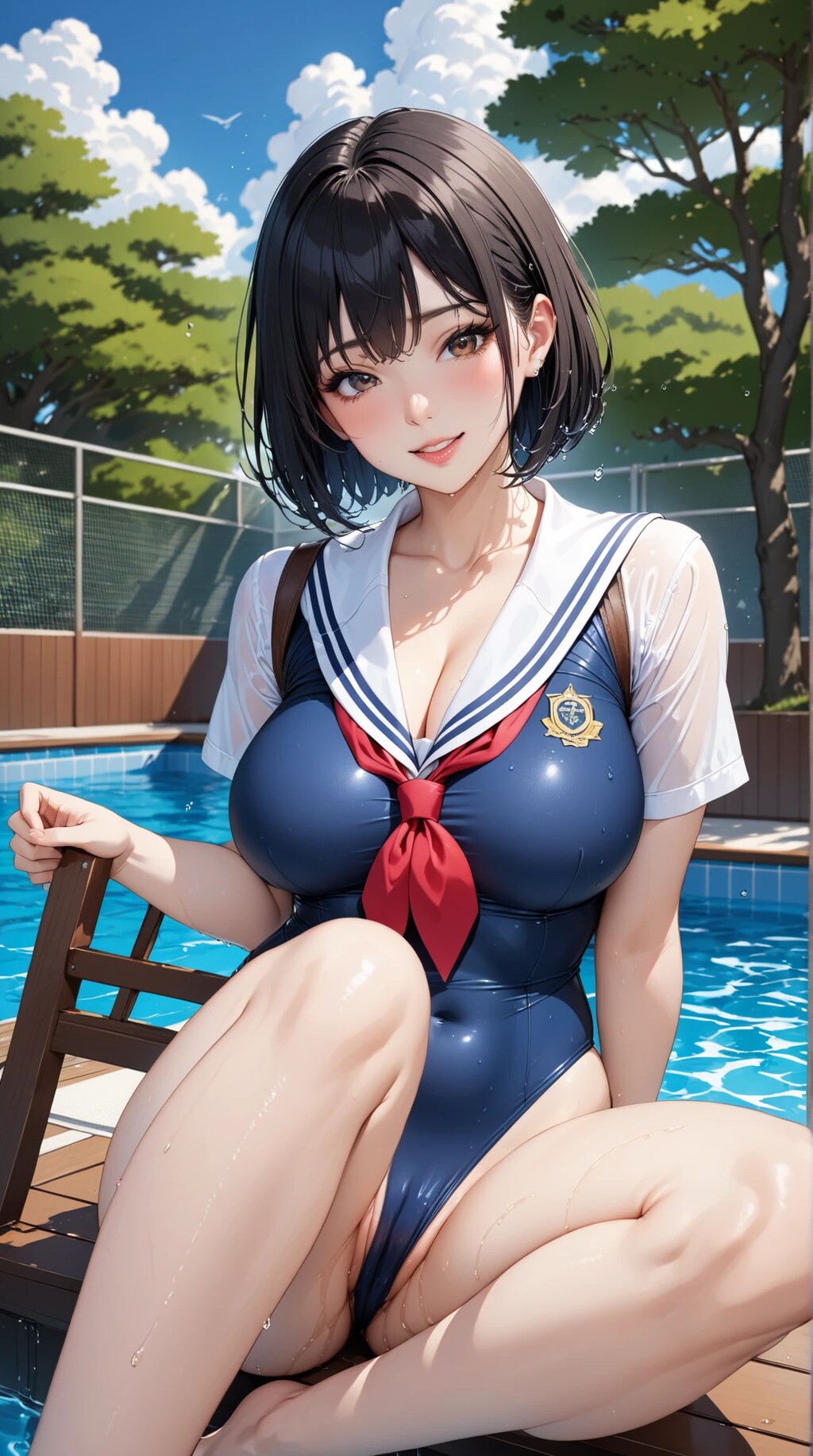 グラビアアイドル　セーラースク水撮影バージョン。