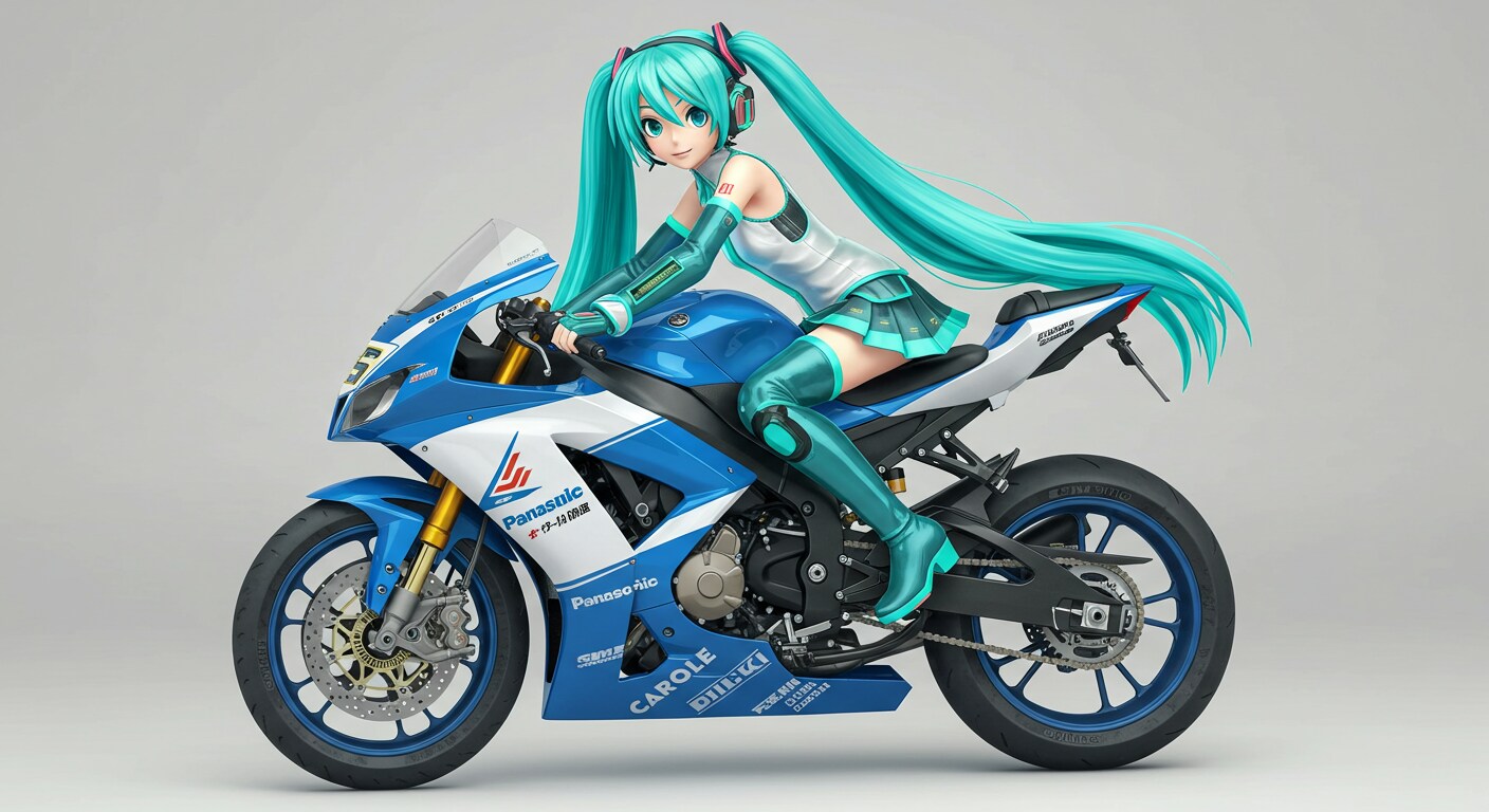 初音ミクとPanasonicカラースズキ隼 | の人気AIイラスト・グラビア