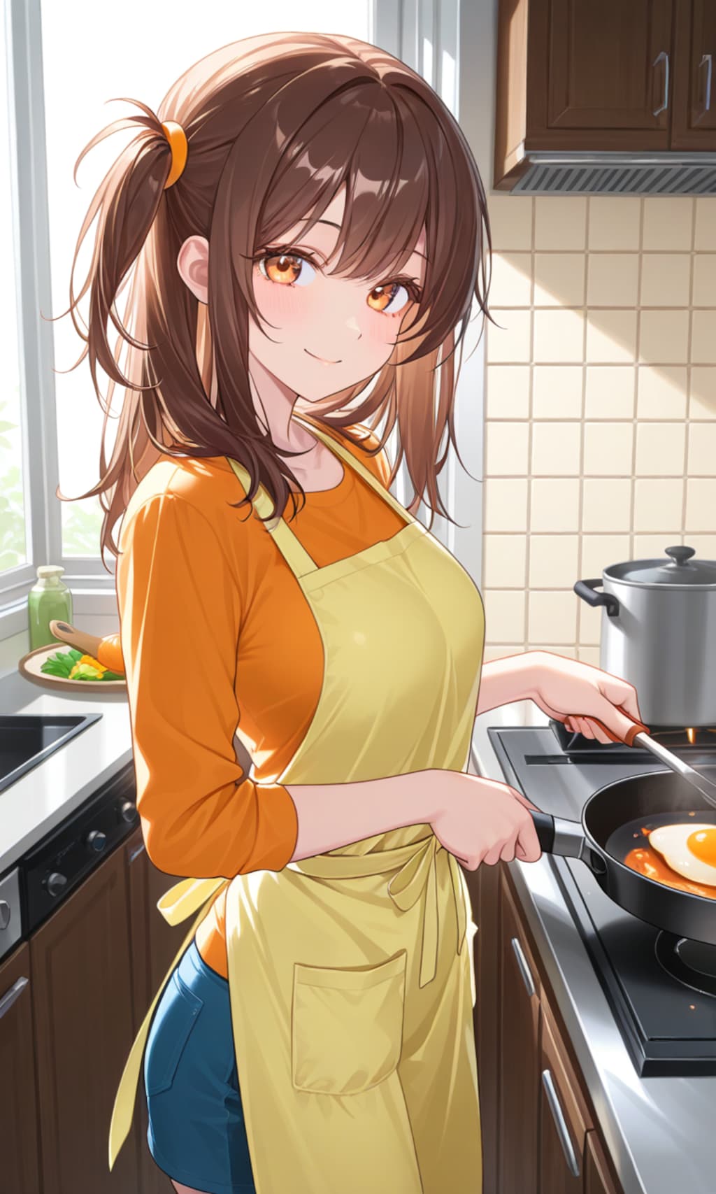 料理する彼女