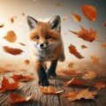 落ち葉を追うキツネ 2枚目