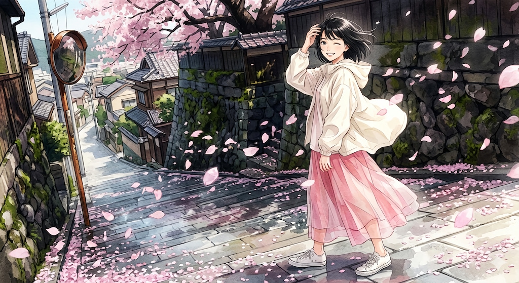 お散歩〜零れ桜の階（きざはし）に、春を編む