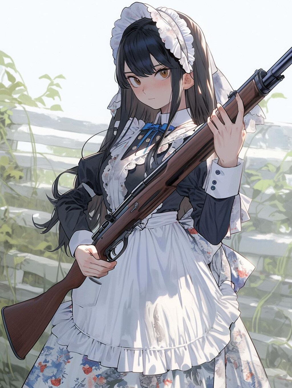 御主人様はお屋敷へお下がり下さい。#AIart   #AIイラスト