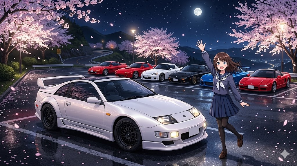 弘資さんへ 夜桜と白のフェアレディＺ Ｚ３２