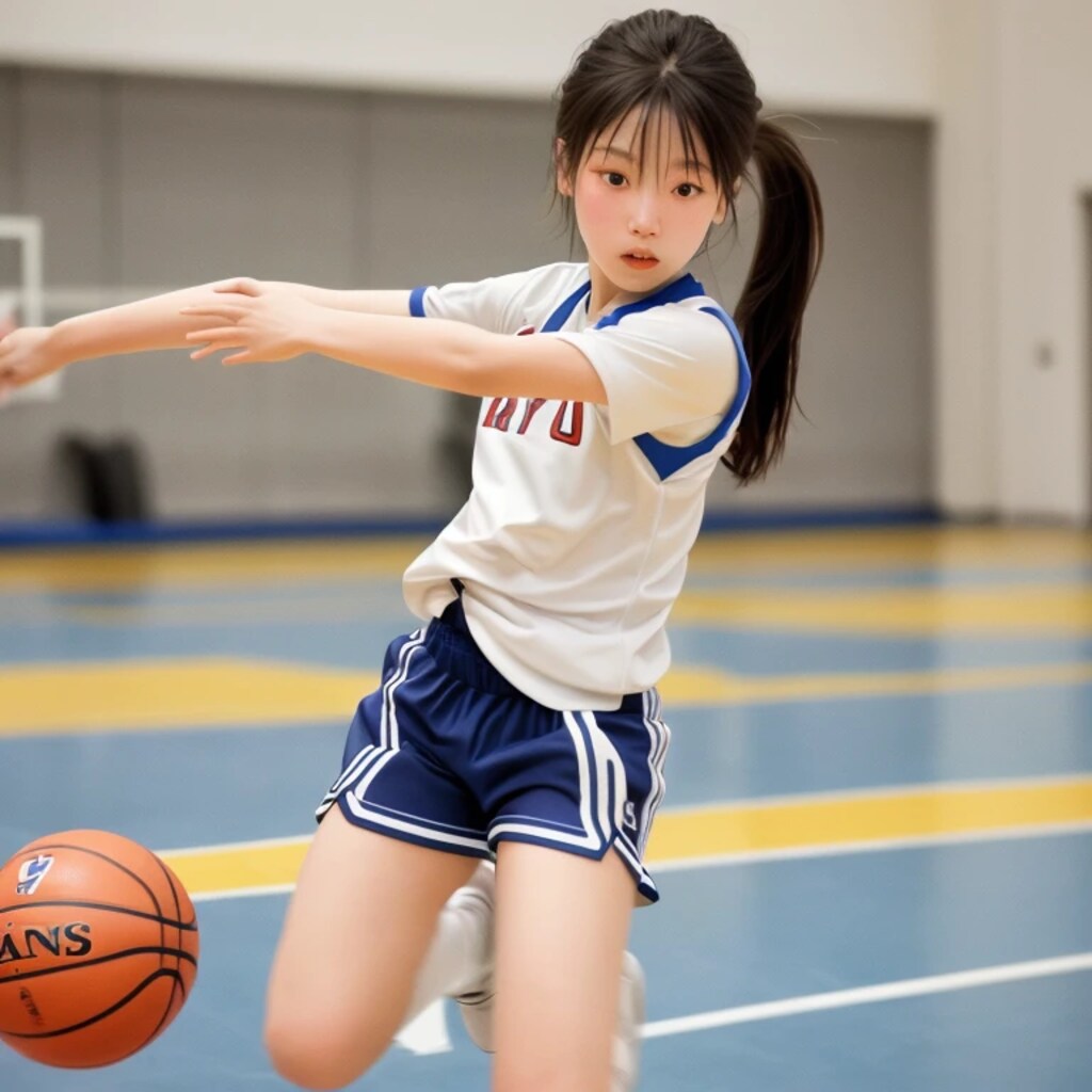 黒髪ポニテでユニフォームの美女４８