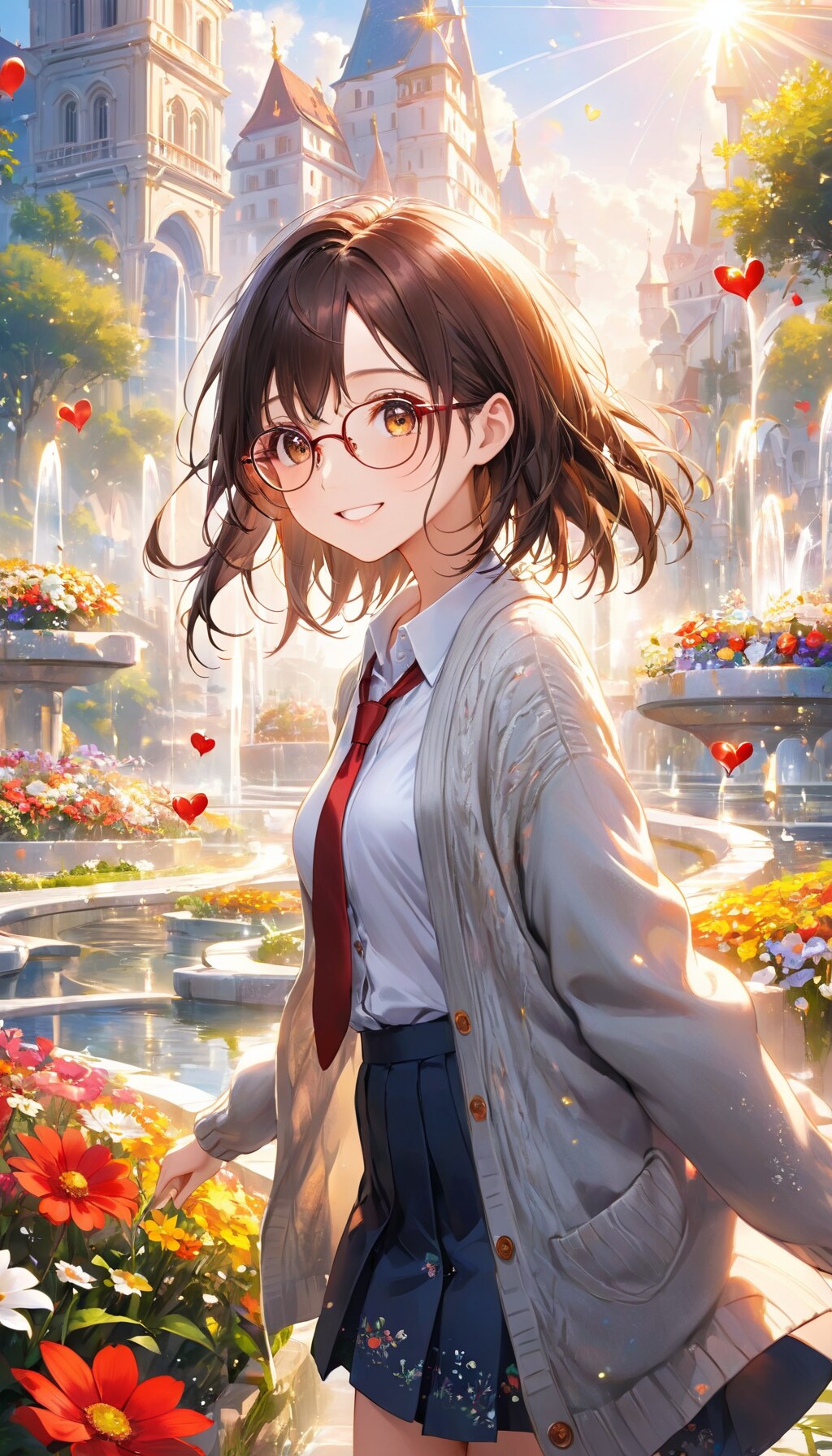 眼鏡女子 楓の光の国の広場