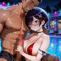 ナイトプールでえっち 3枚目