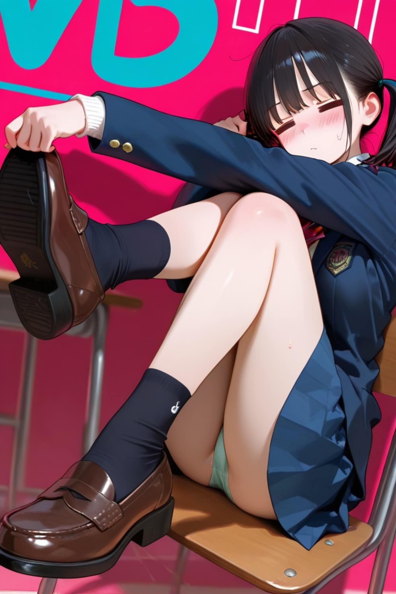パンチラする黒髪ちゃん