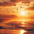 九十九里浜の夕日 3枚目