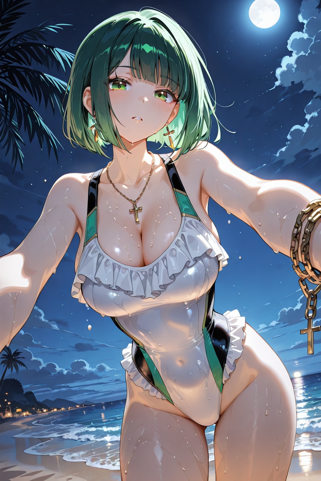 真夏の夜の海