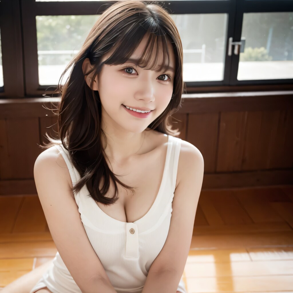 黒髪ロングでワンピースの美女５６