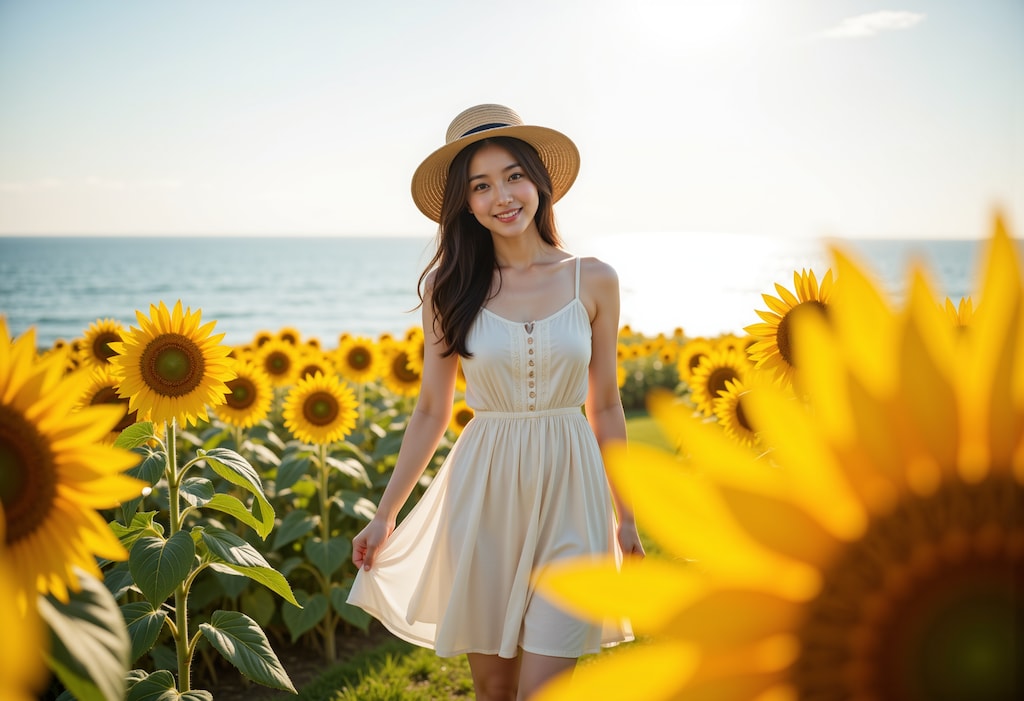 海辺のひまわり畑