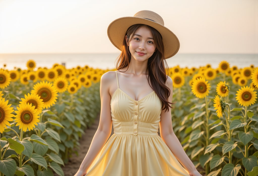 海辺のひまわり畑