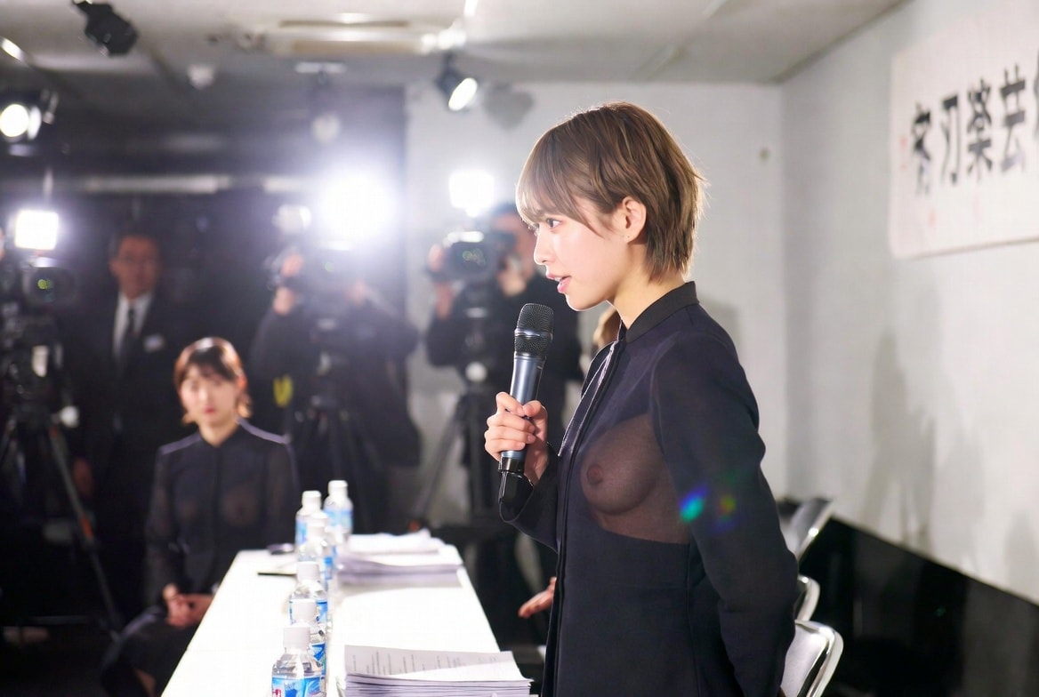 制作発表で別の話題を提供する女優