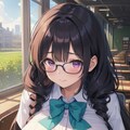 夏の図書館と黒髪眼鏡の女子学生。 4枚目