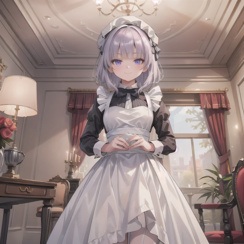 銀髪ボブでメイド服の少女３