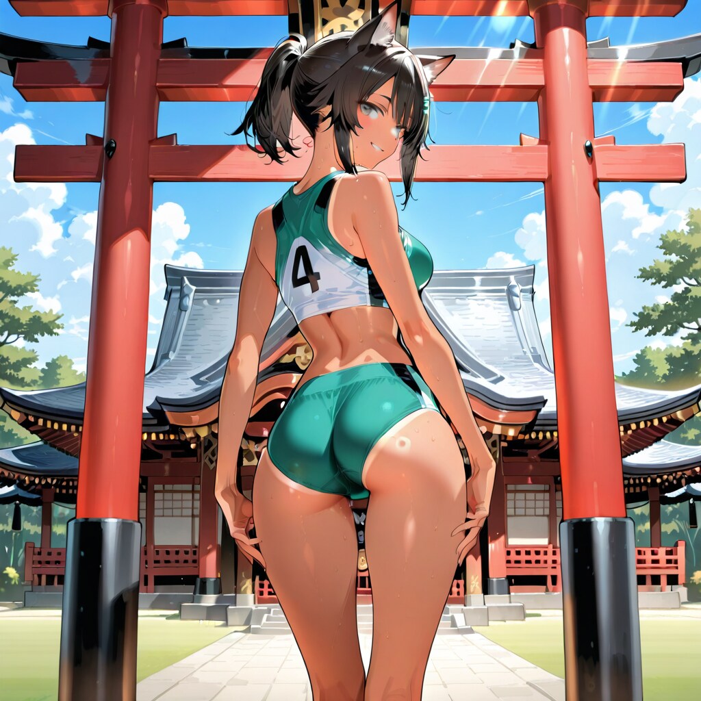走り込みで神社に来た！