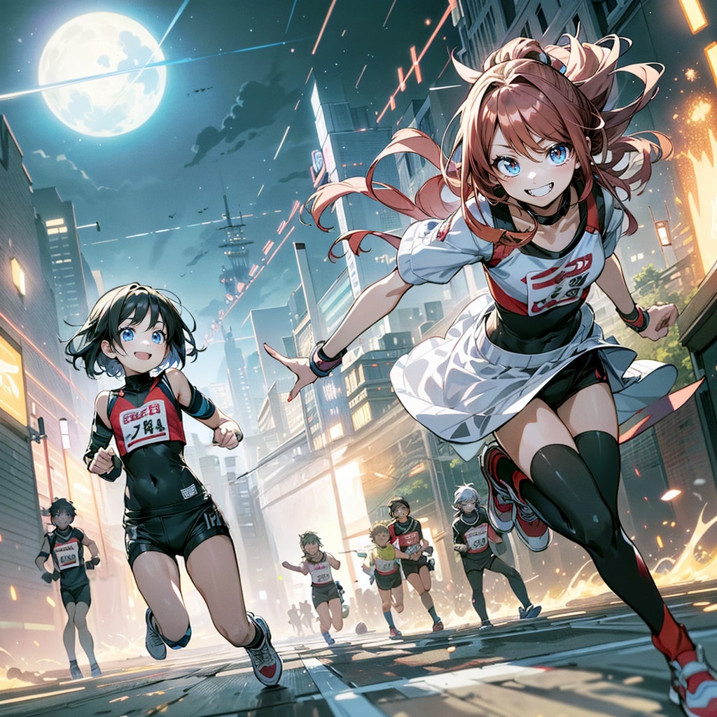 夜の徒競走 | の人気AIイラスト・グラビア