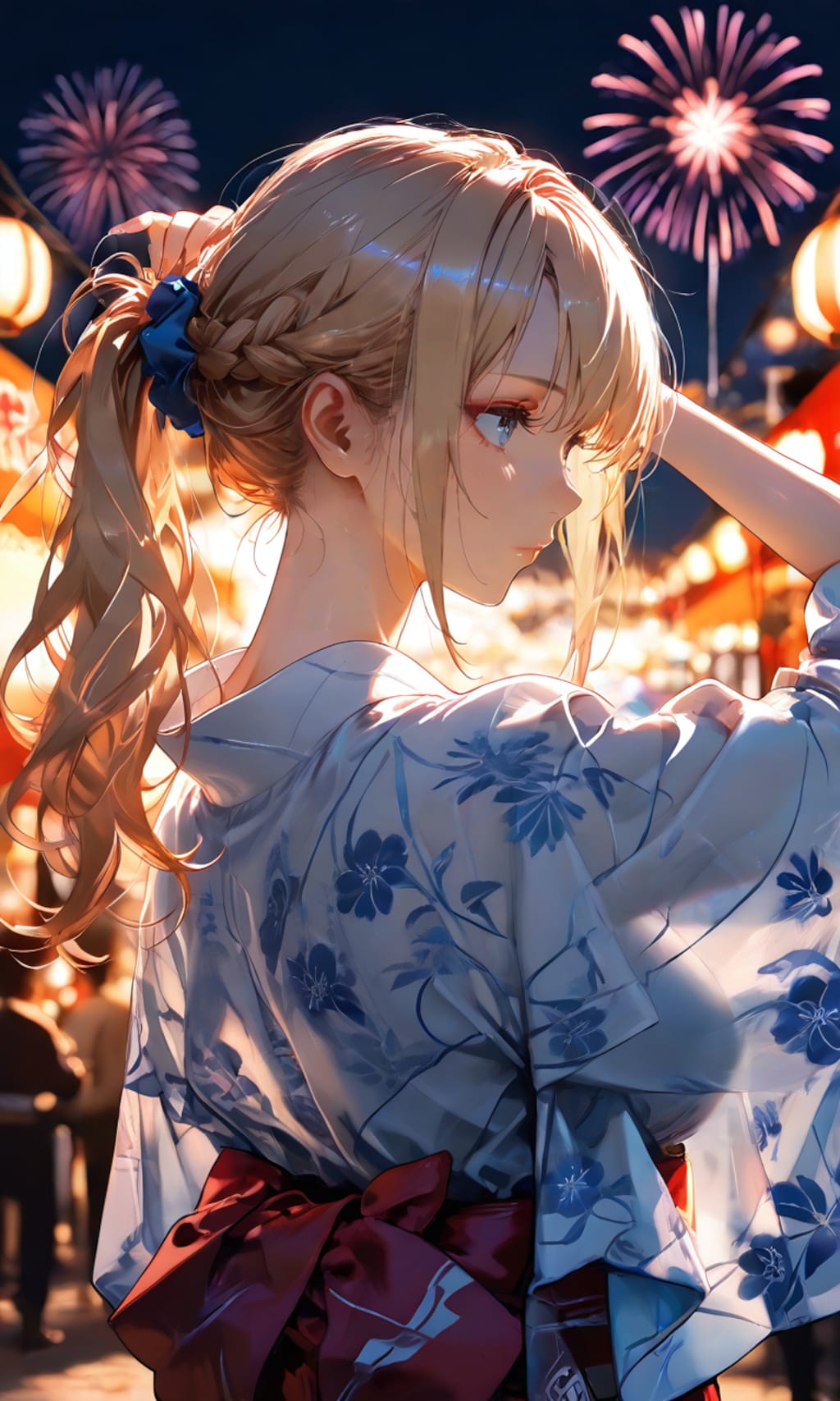 金髪×浴衣×花火×夏祭り