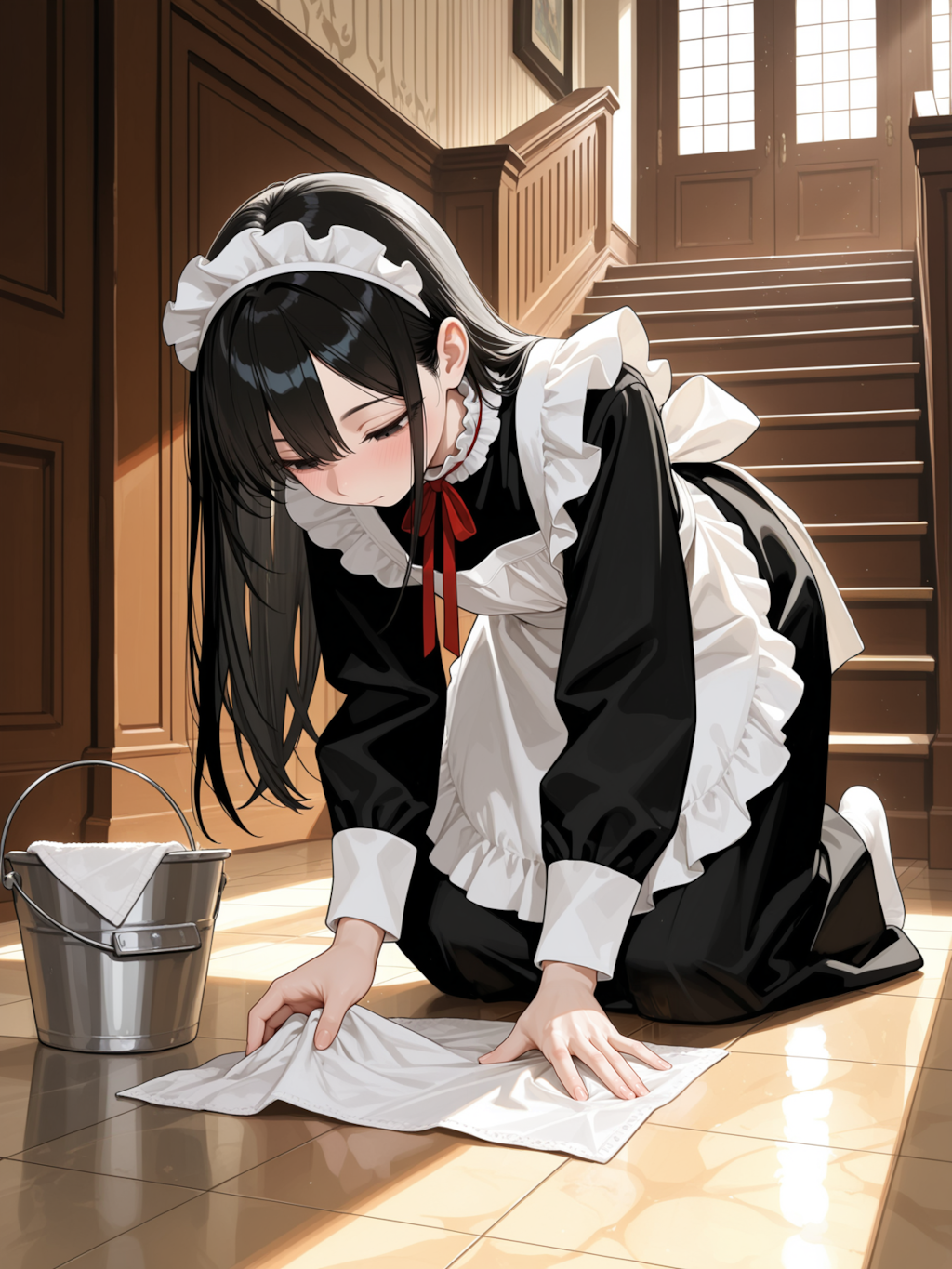 お掃除中