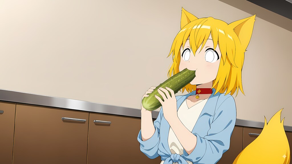 唐突に身体が新鮮生野菜を求めだしたので冷蔵庫の中を漁ってみるときゅうりをまるごと１本見つけたのでいそいそとかじりついたら実はピクルスでその風味が想定していたものと違い期待を裏切られ放心状態になるキツネ