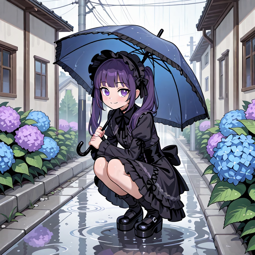 紫陽花を見て楽しむ企画娘