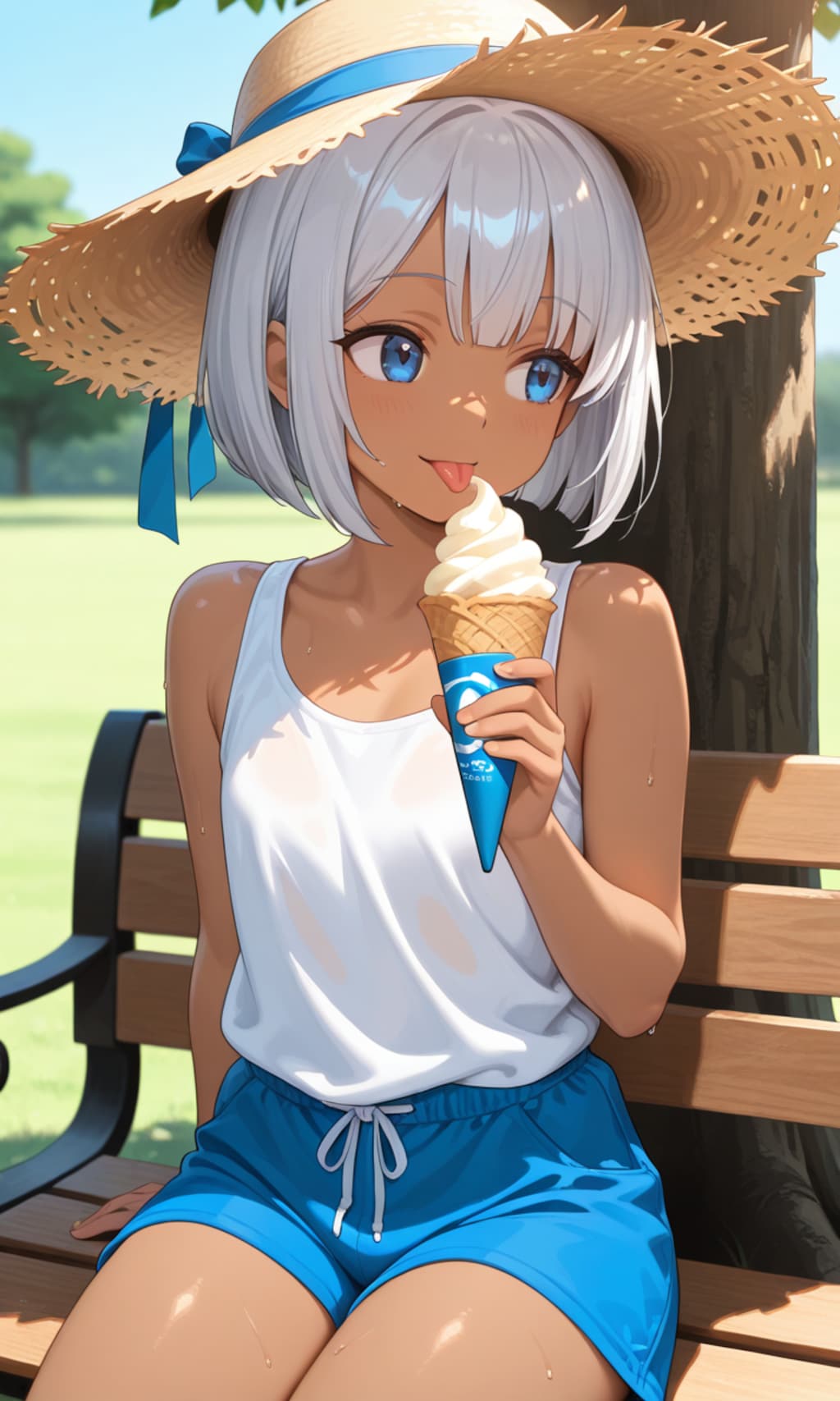 ソフトクリームを食す少年