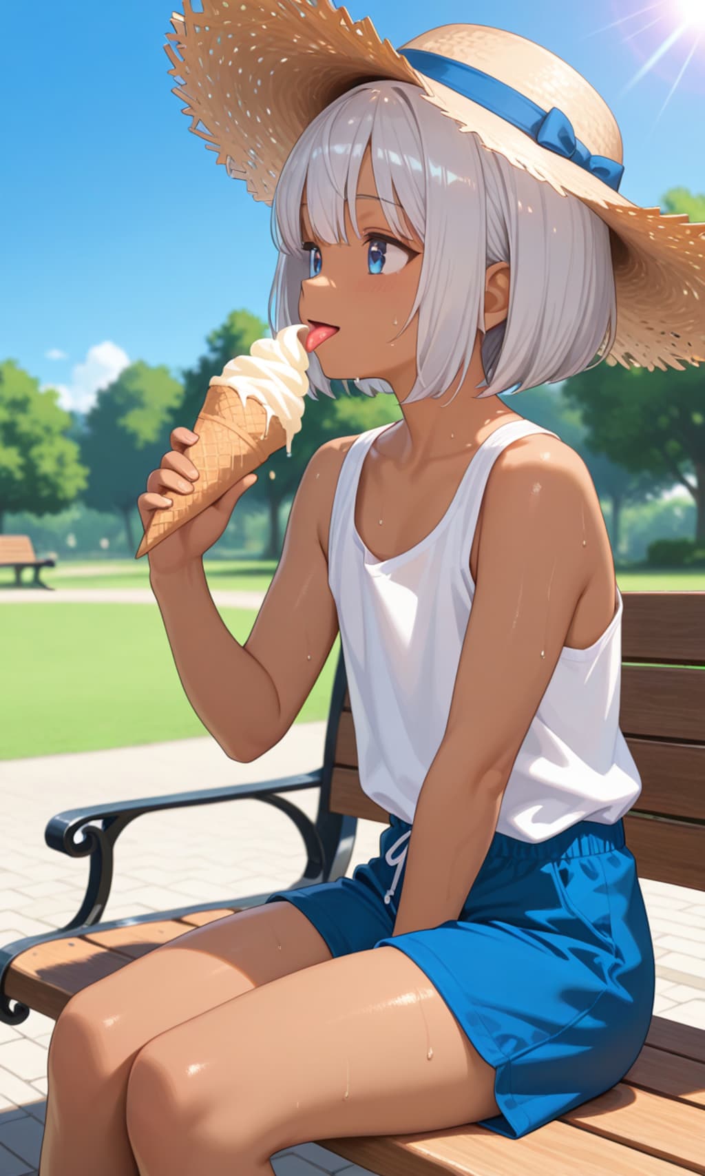 ソフトクリームを食す少年