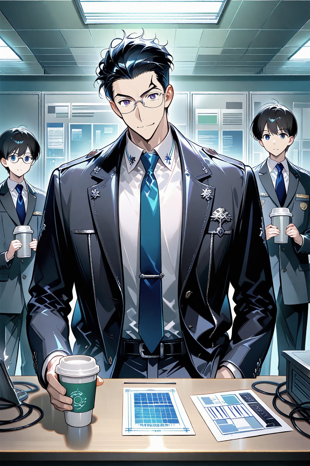 コーヒーブレイク中の三人組のバディ