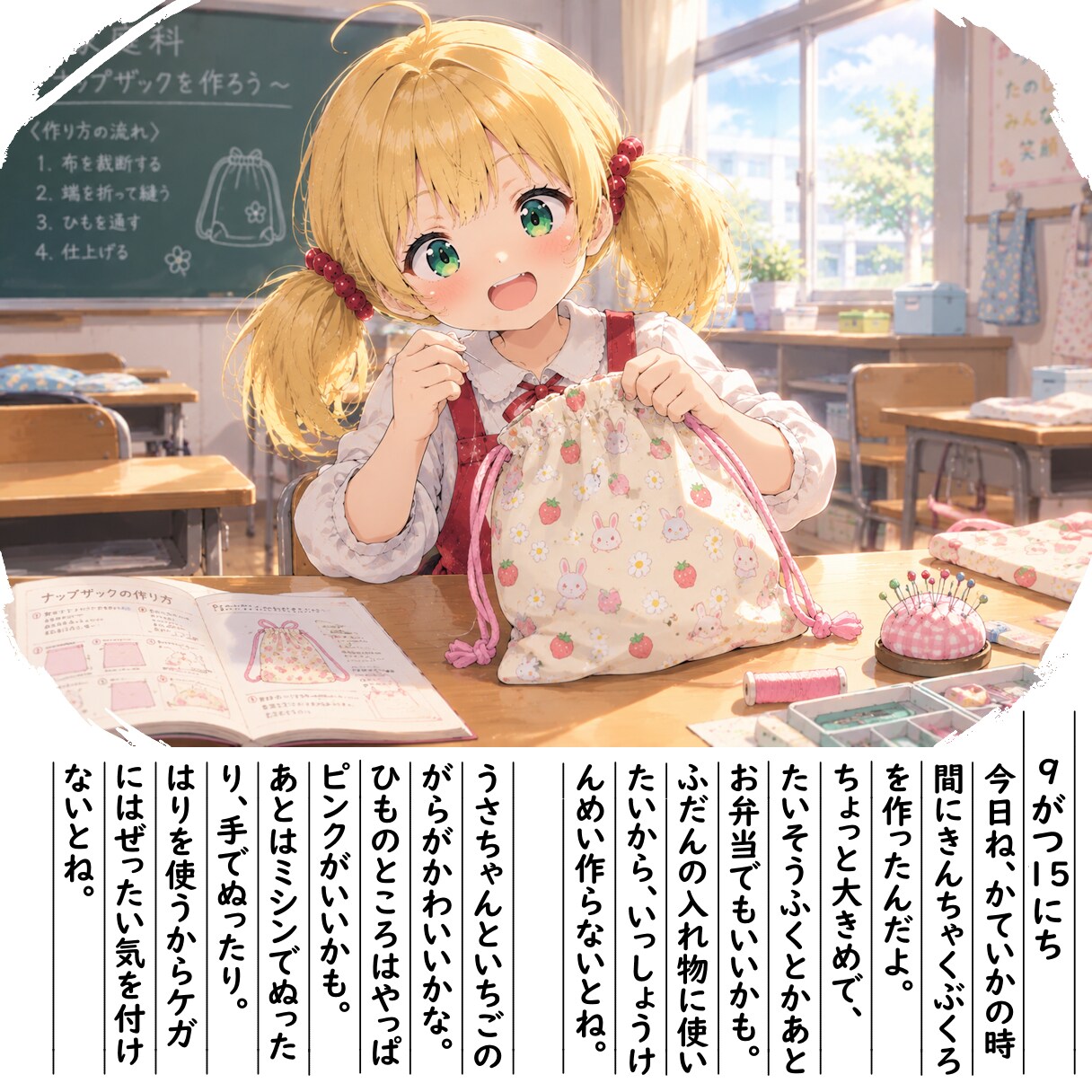 【絵日記】おさいほうのじゅぎょーだよ | の人気AIイラスト・グラビア