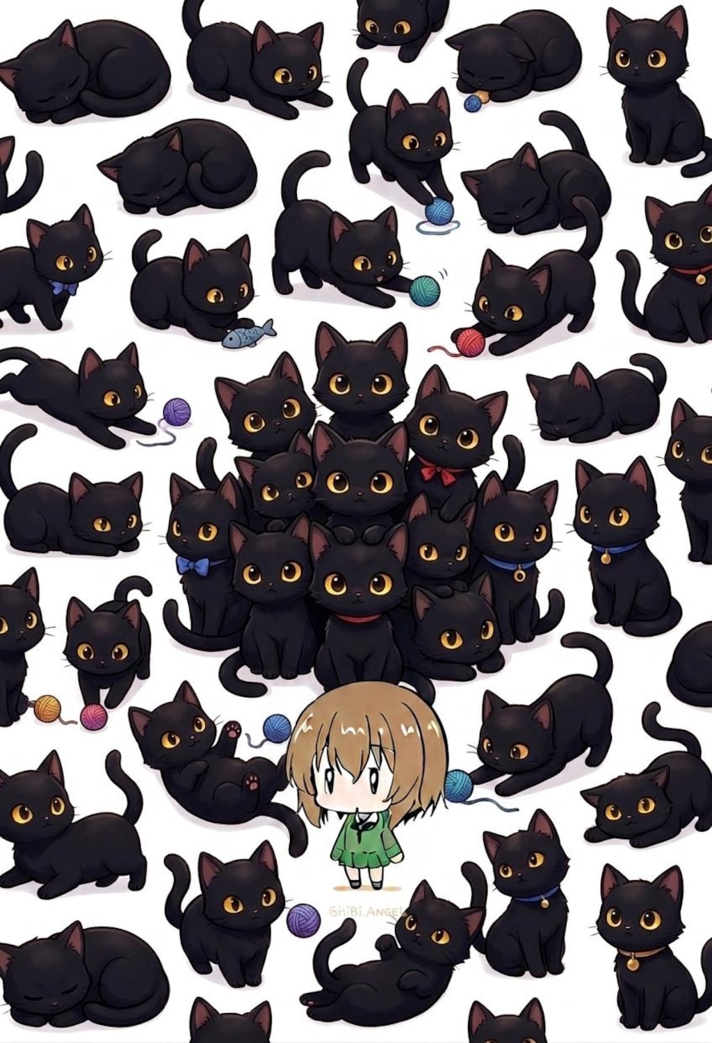 ミニキャラと黒猫