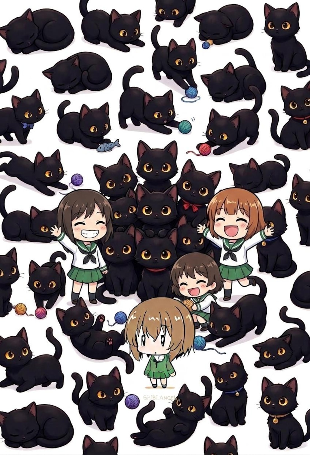 ミニキャラと黒猫